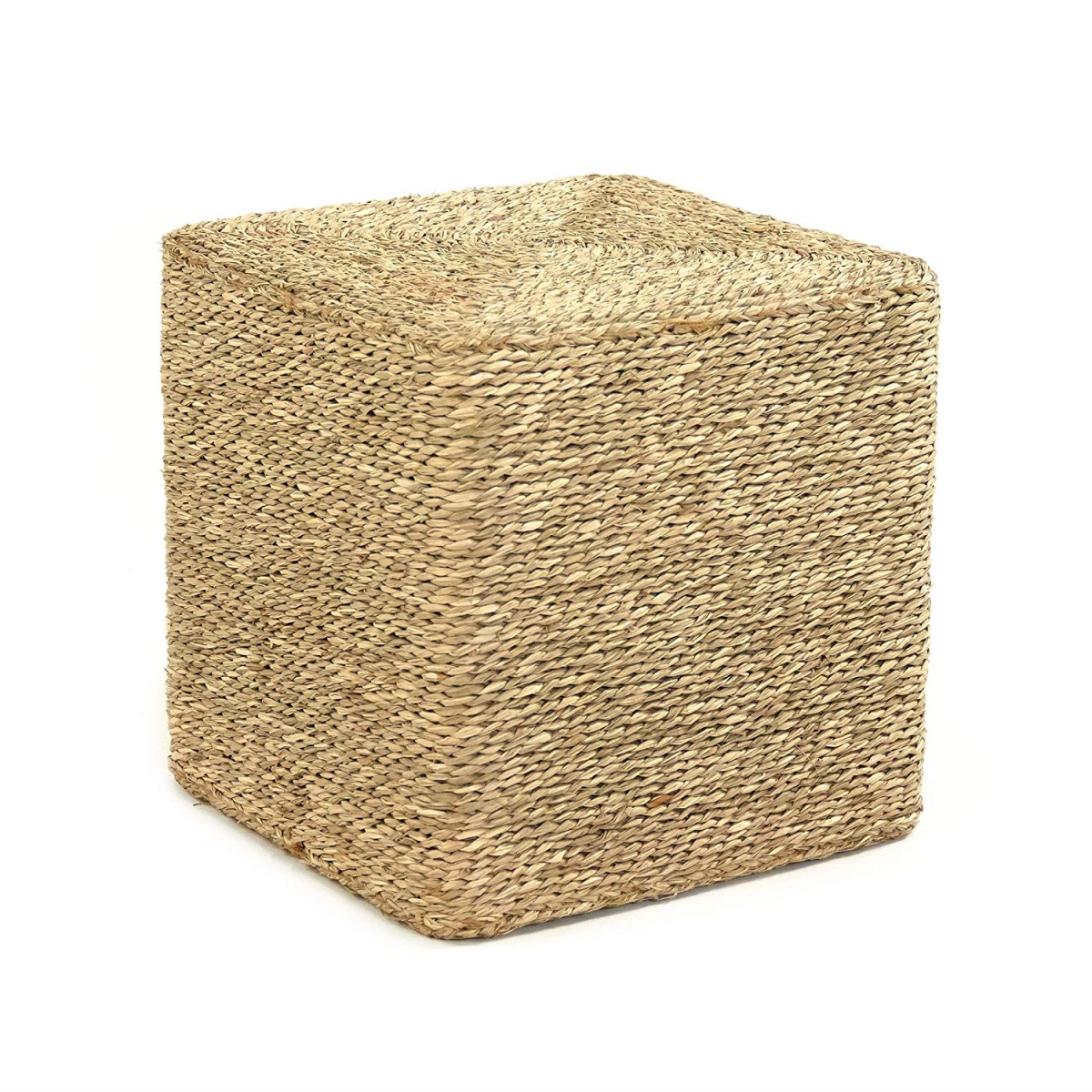 ZENTIQUE Woven Pouf Ottoman, One Size, Brown, Beige
