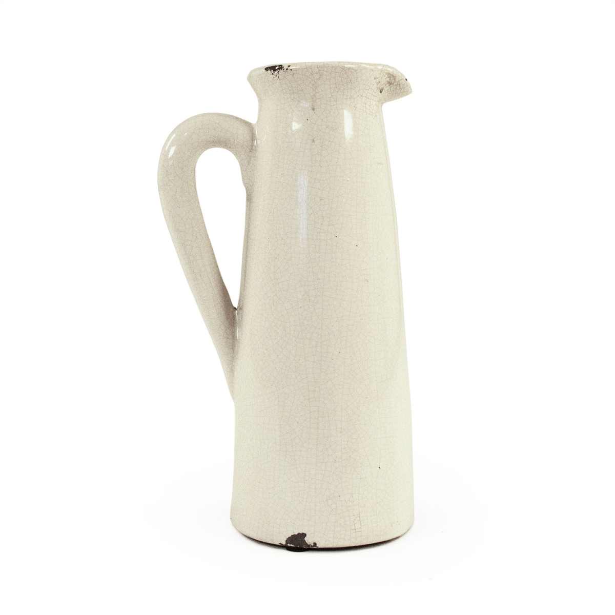 Picture of Zentique 015658 A369 Distressed Crackle White Ceramic Pitcher - Large