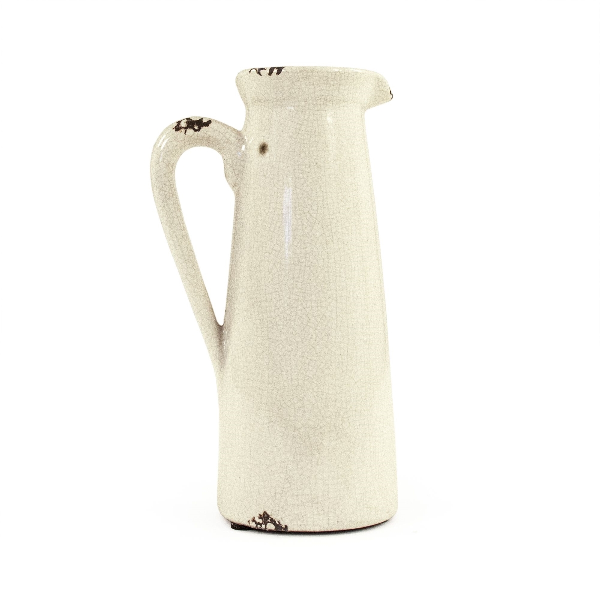Picture of Zentique 015659 A369 Distressed Crackle White Ceramic Pitcher - Small