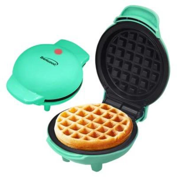 TS2141BL 5 in. Non-Stick Mini Maker for Waffles - Keto Chaffles - Hash Browns, Blue