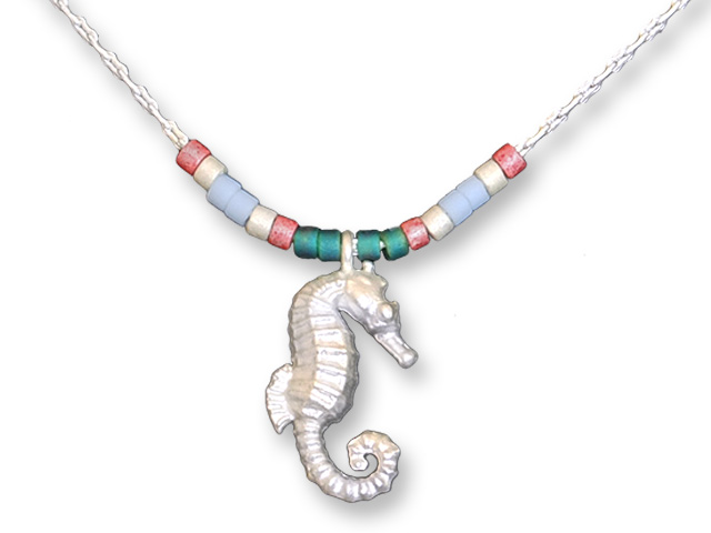 Picture of Zarah 89-13-S7 0.62 x 15.5 - 18 in. Seahorse Necklace&#44; Silver