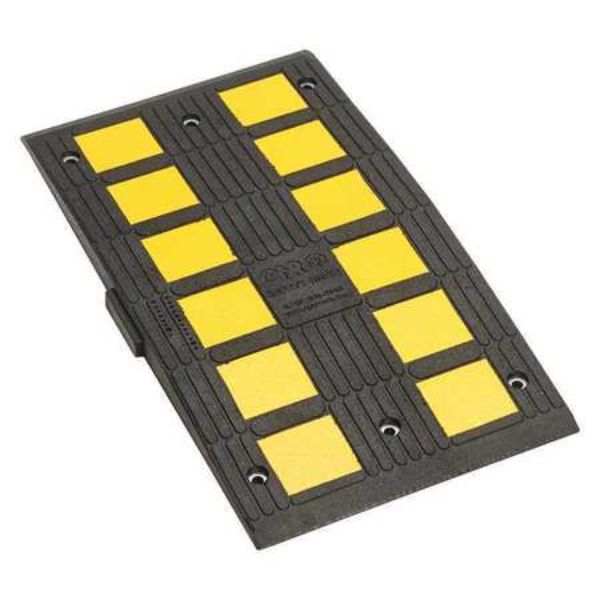 Speed Hump, Rubber, 2 in Height, 19 3/4 in Length, 2 lb, Black/Yellow