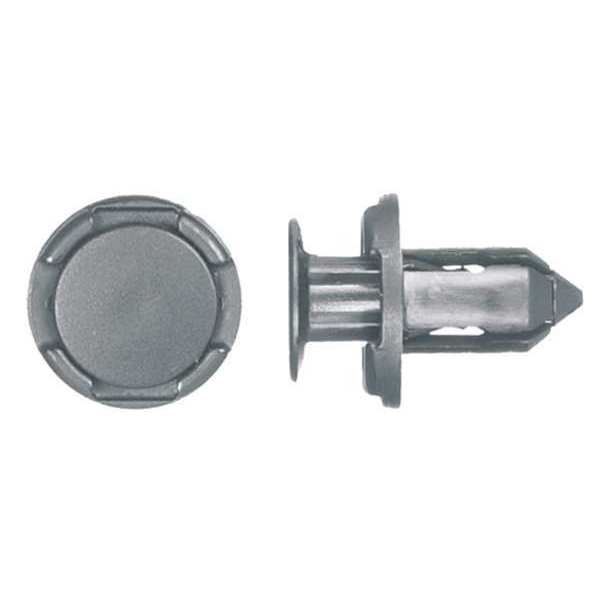 Push-In Rivet, Dome Head, 9 mm Dia., 13 mm L, Nylon Body, 15 PK