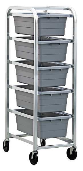 TR5-2516-8GY 19 x 27 in. Cross Stack Tub Rack with 5 Tubs, Gray - 600 lbs