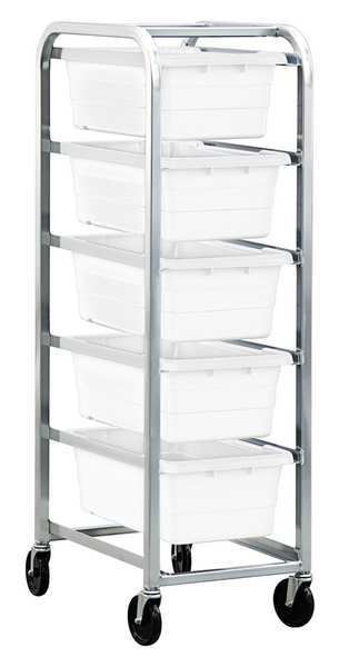 TR5-2516-8WT 19 x 27 in. Cross Stack Tub Rack with 5 Tubs, White- 600 lbs