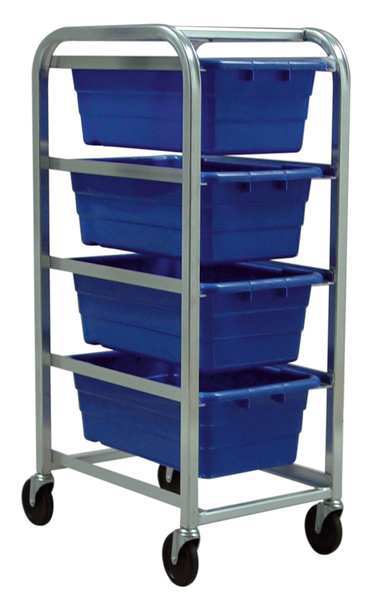 Cross Stack Tub Rack with 4 Tubs - Blue - Assembled - 600 lbs Capacity