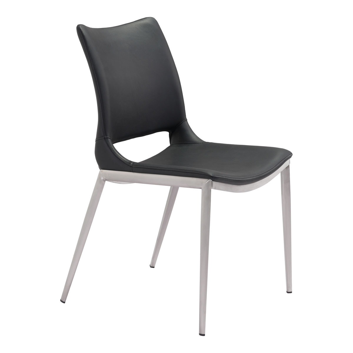 101280 Ace Dining Chair, Black & Silver - Pack of 2 -  Zuo