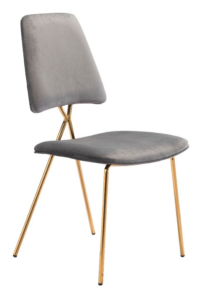 101463 Steel Chloe Dining Chair, Gray & Gold - Set of 2 -  Zuo