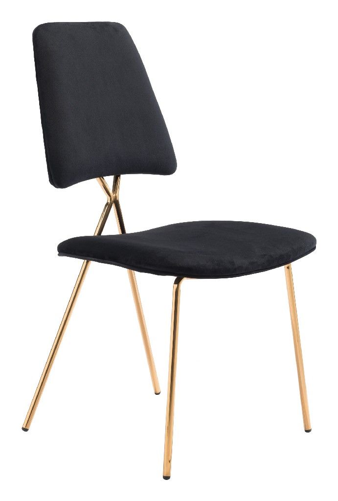 101464 Steel Chloe Dining Chair, Black & Gold - Set of 2 -  Zuo