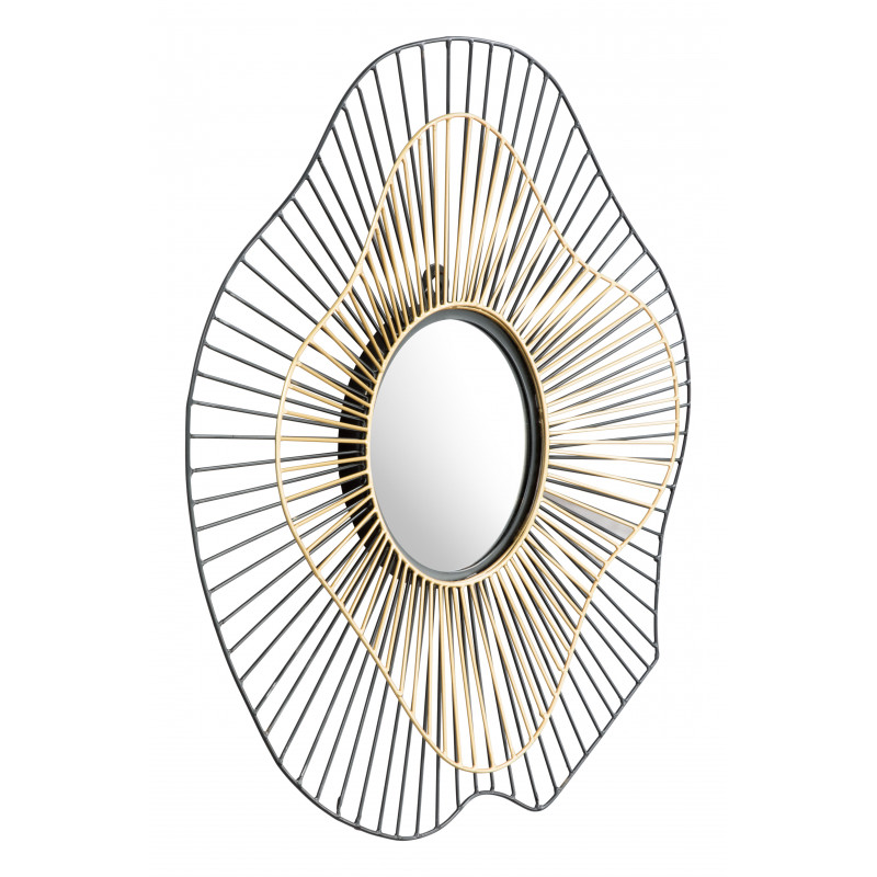 A12217 Comet Round Mirror, Black & Gold -  Zuo