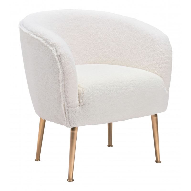 101868 Sherpa Accent Chair, Beige & Gold -  Zuo