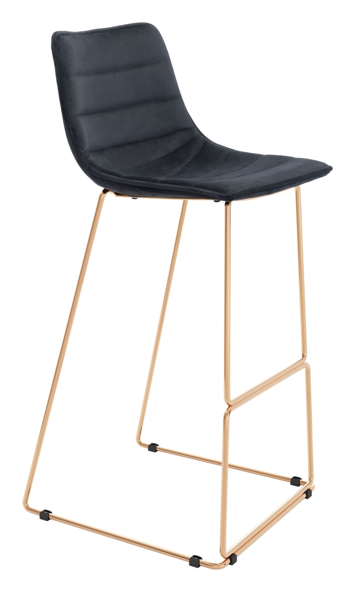 109503 Adele Bar Chair, Black & Gold - Set of 2 -  Zuo Modern