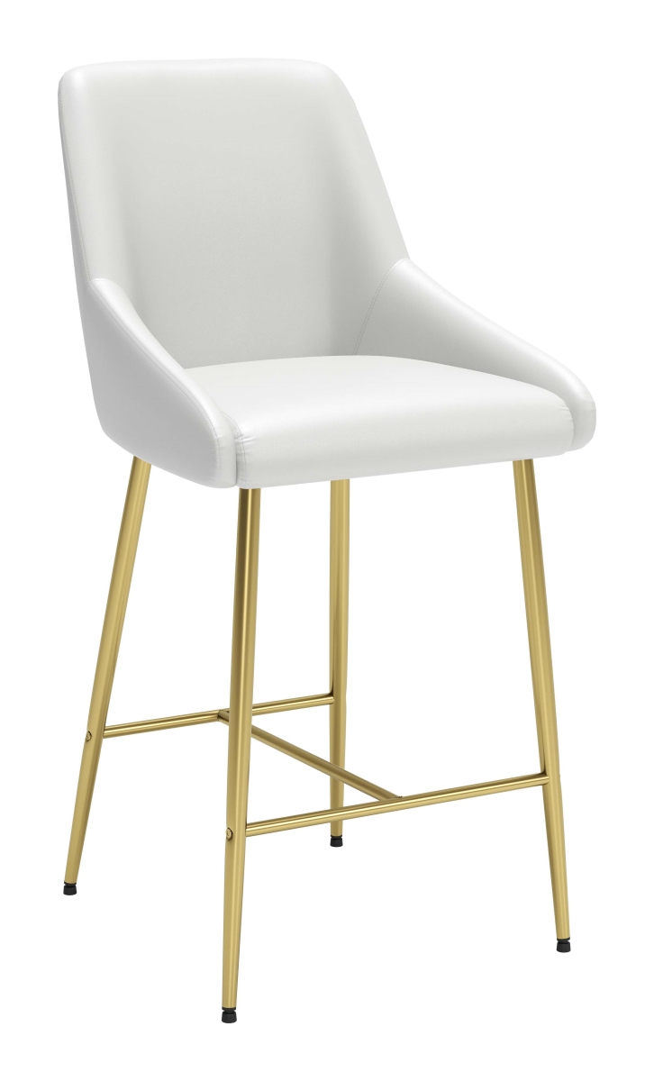 109378 Madelaine Counter Chair, White & Gold -  Zuo