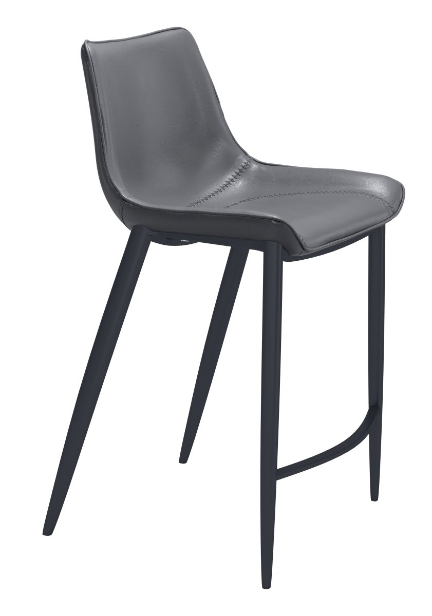 109392 Magnus Counter Chair, Dark Gray & Black - Set of 2 -  Zuo