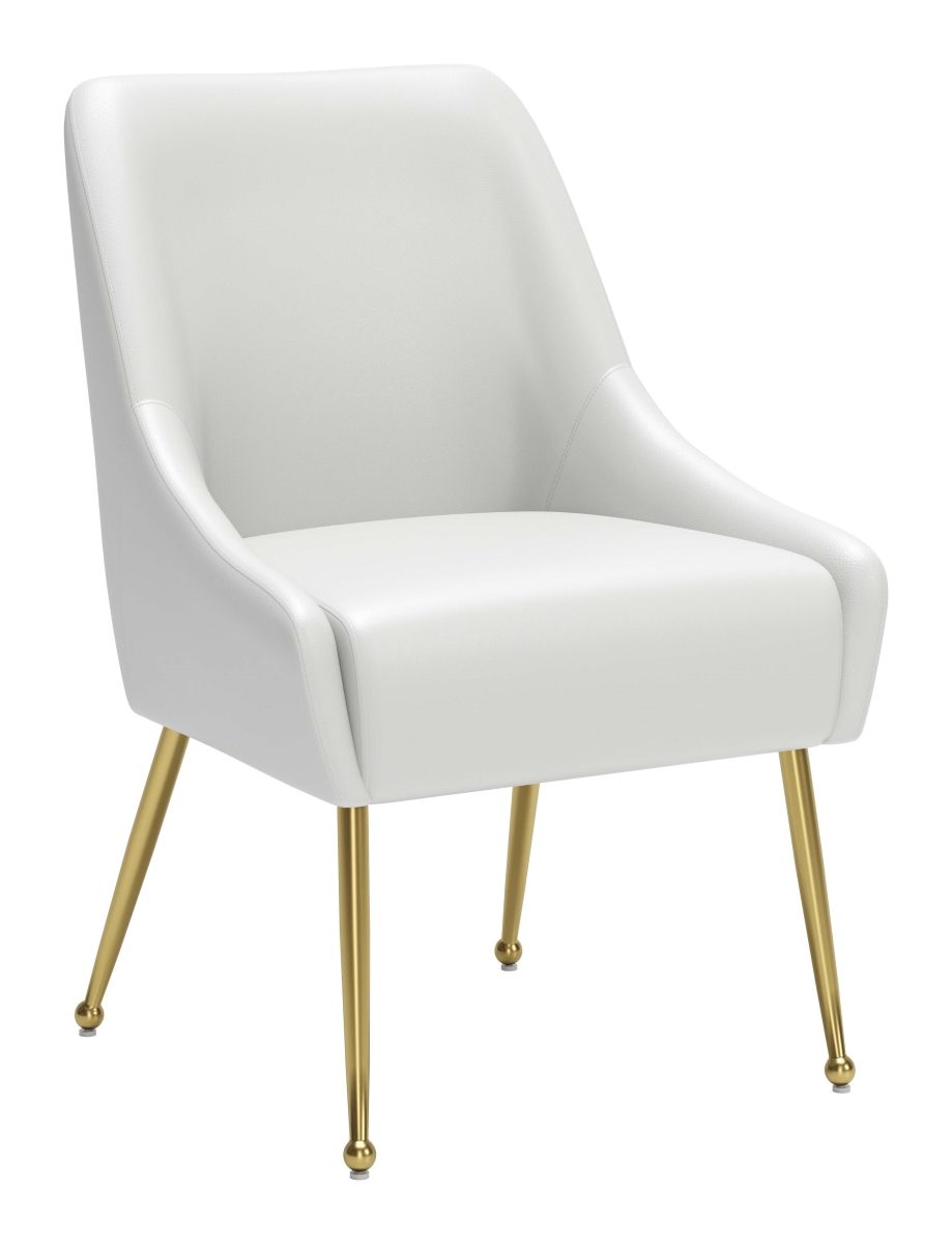 109714 Maxine Dining Chair White & Gold -  Zuo