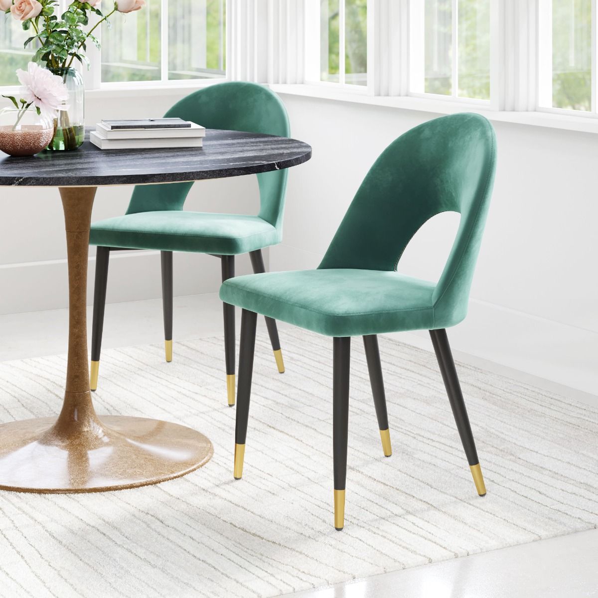 109875 33.1 x 19.7 x 22 in. Menlo Dining Chair, Green - Set of 2 -  Zuo Modern