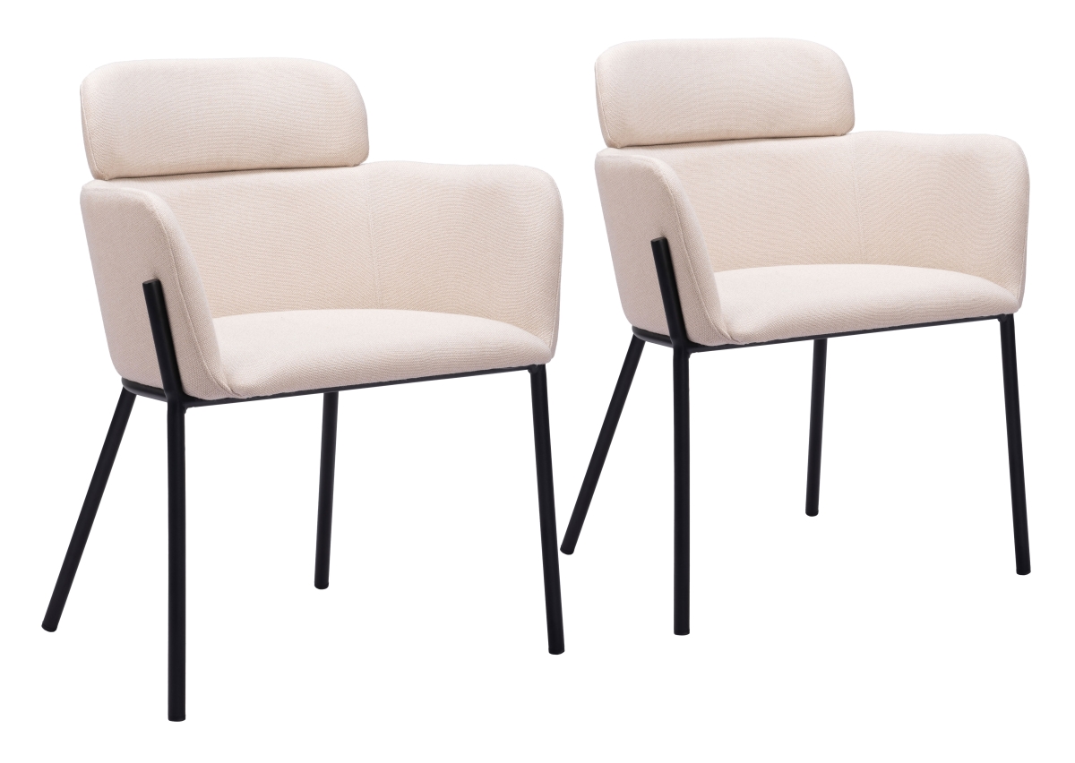 110172 31.3 x 24.4 x 22.8 in. Bremor Dining Chair, Beige - Set of 2 -  Zuo Modern