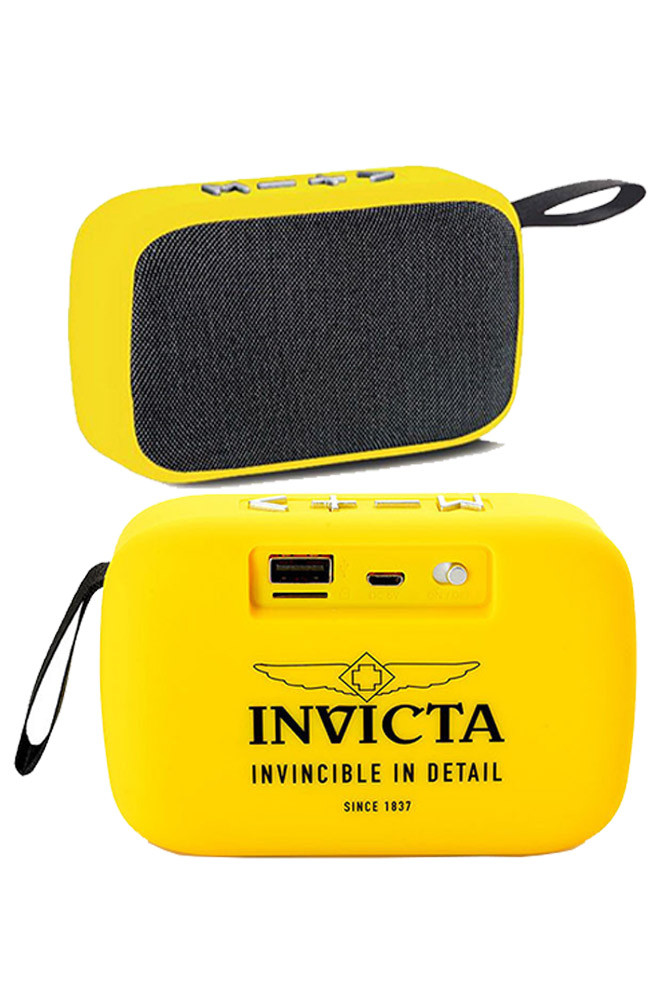 31494 Portable Bluetooth Wireless Speaker with FM Radio, Yellow -  Invicta