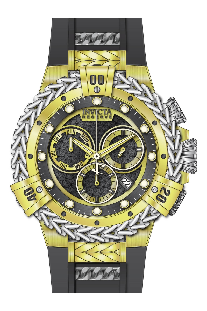 33154 Mens Reserve Quartz Chronograph Dial Watch, Black & Gold -  Invicta