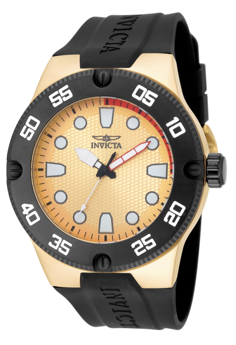 18024 Mens Pro Diver Quartz 3 Hand Dial Watch, Gold -  Invicta