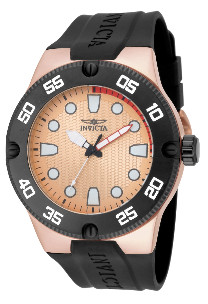 Mens Pro Diver Quartz 3 Hand Dial Watch, Rose Gold -  Invicta, IN628299