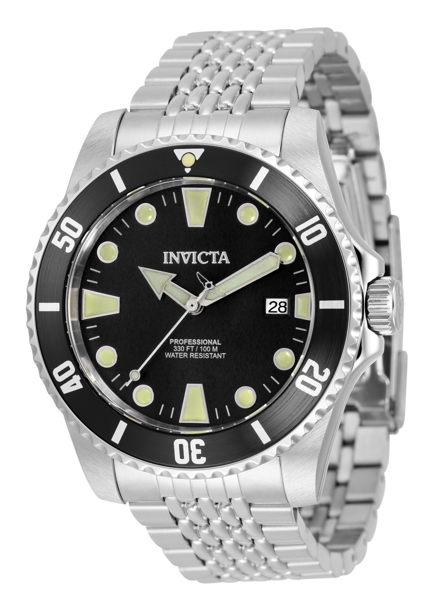 Picture of Invicta 33502 22 mm Mens Pro Diver Automatic 3 Hand Black Dial Watch