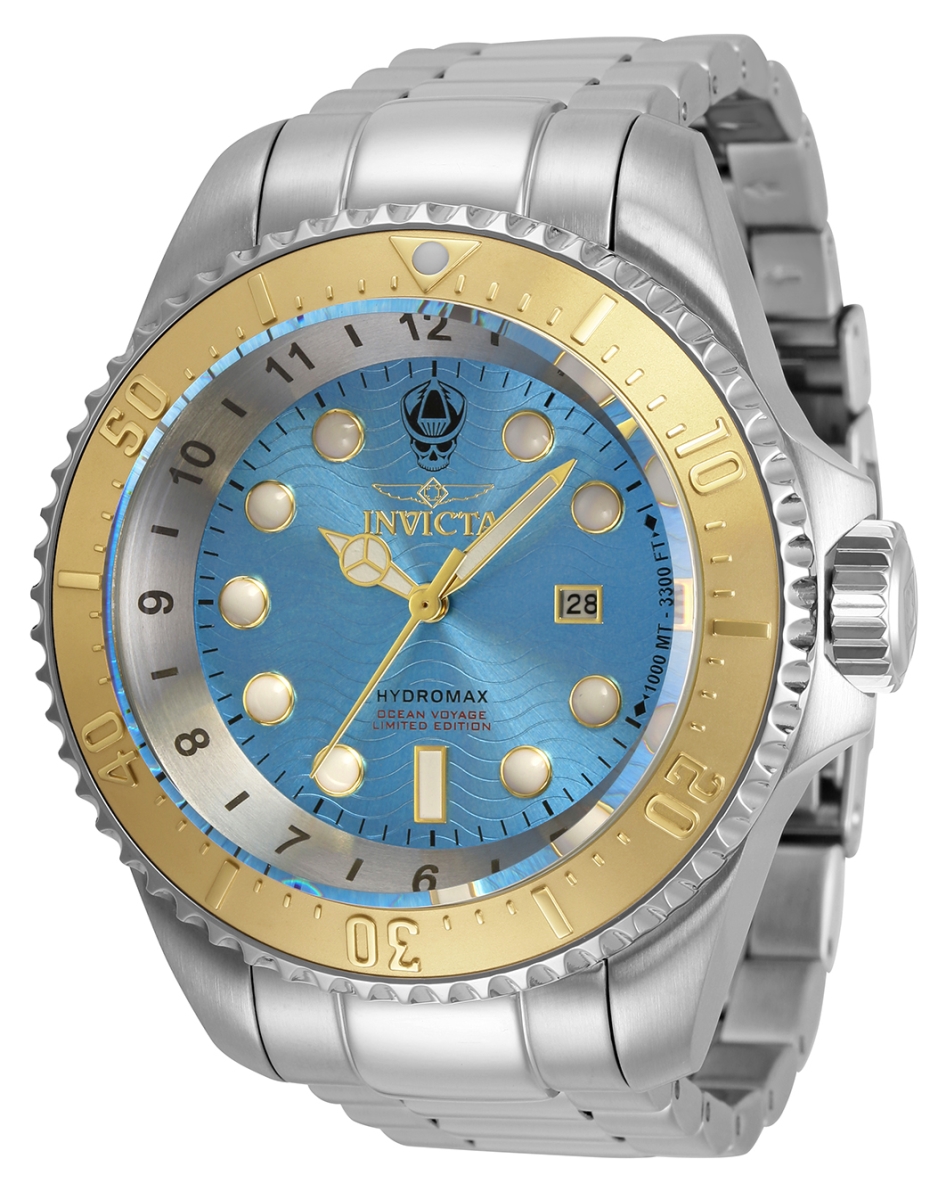 Picture of Invicta 35145 24 mm Mens Hydromax Quartz 3 Hand Light Blue Dial Watch