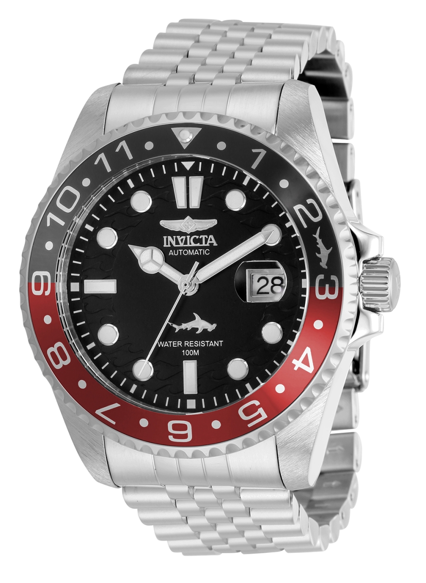 Picture of Invicta 35149 24 mm Mens Pro Diver Automatic 3 Hand Silver&#44; Black Dial Watch