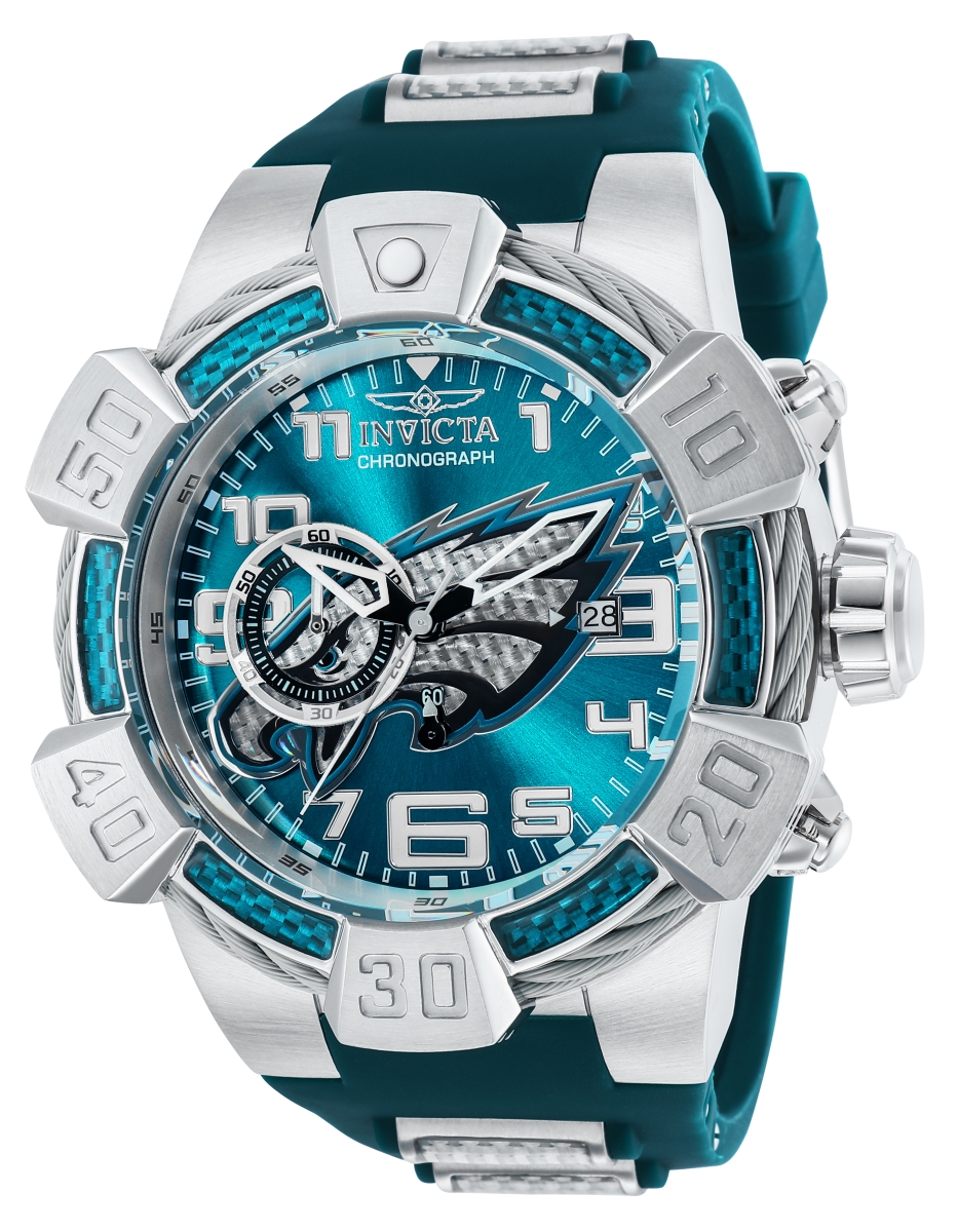 Picture of Invicta 35784 52 Mens NFL Philadelphia Eagles Quartz 3 Hand White&#44; Gunmetal & Dark Green Dial Watch