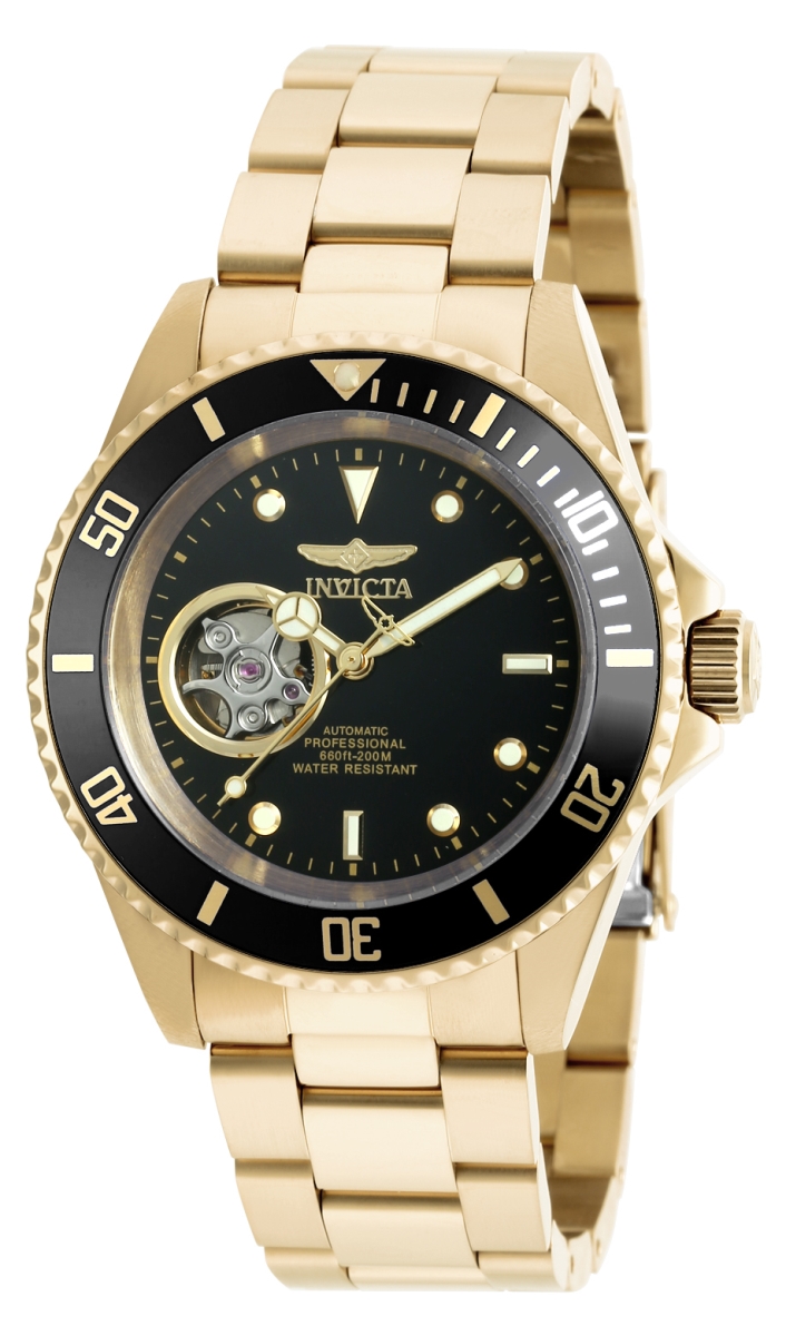 Picture of Invicta 20436 20 mm Mens Pro Diver Automatic 3 Hand Black Dial Watch