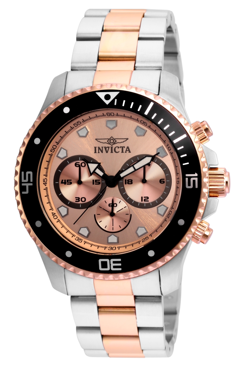 Picture of Invicta 21791 22 mm Mens Pro Diver Quartz Chronograph Rose Gold Dial Watch