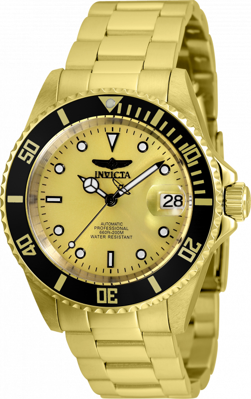 Picture of Invicta 35846 20 mm Mens Pro Diver Automatic 3 Hand Gold Dial Watch