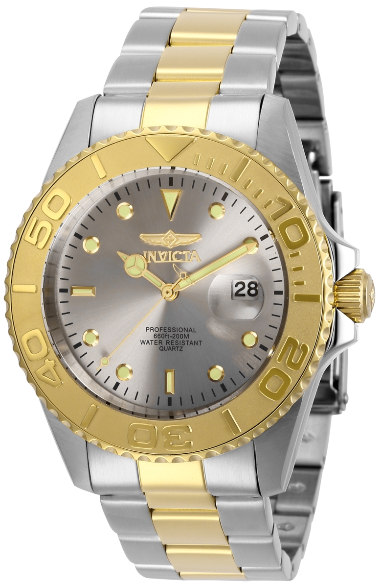 29950 18 mm Mens Pro Diver Quartz 3 Hand Grey Dial Watch -  Invicta