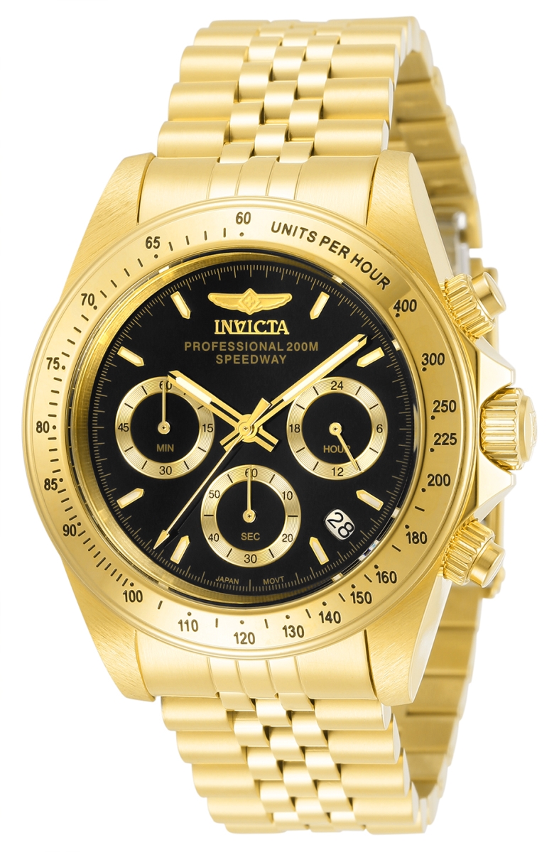 31001 20 mm Mens Speedway Quartz Chronograph Black Dial Watch