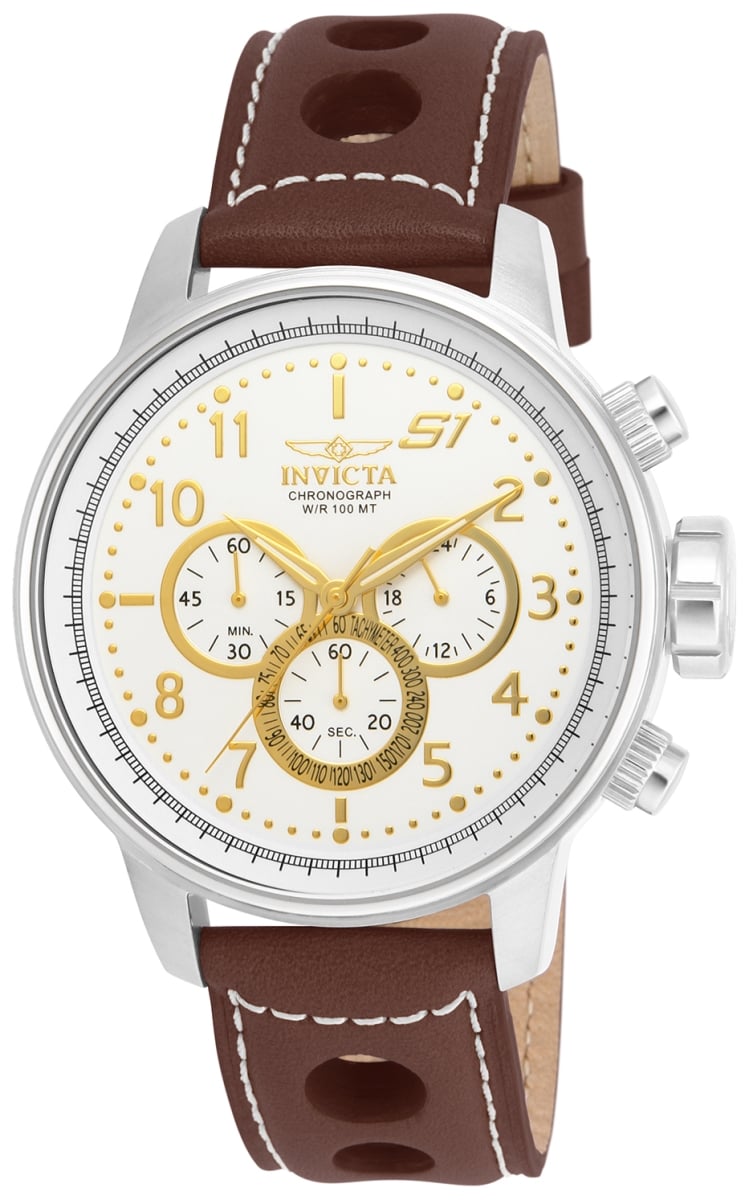 Picture of Invicta 16010 48 in. Dia. 22 mm Mens S1 Rally Quartz Multifunction Antique Silver, Gold Dial Watch