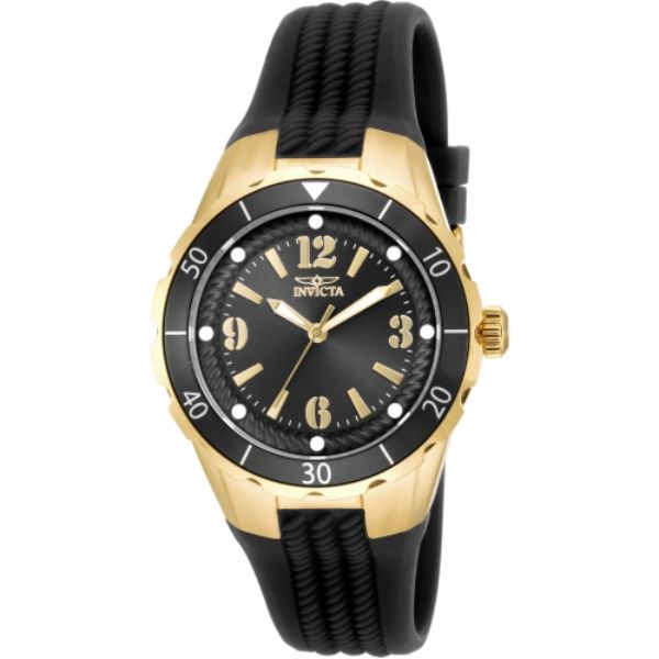 Picture of Invicta 17486 38 in. Dia. 22 mm Womens Angel Quartz 3 Hand Black Dial Watch