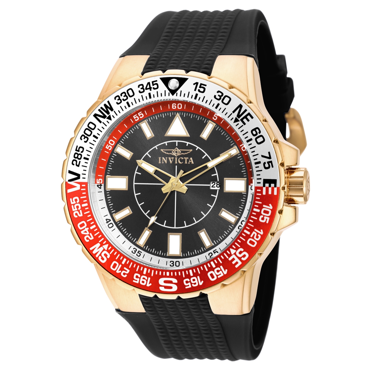 Picture of Invicta 19271 52 in. Dia. 32 mm Mens Aviator Quartz 3 Hand Black Dial Watch