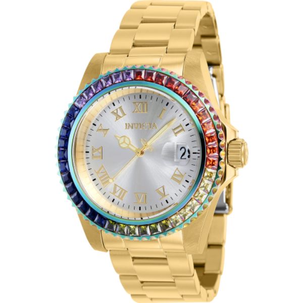 40229 40 in. Dia. 20 mm Womens Angel Quartz 3 Hand Silver Dial Watch -  Invicta