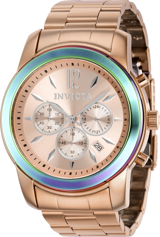 40493 47 in. Dia. 24 mm Mens Specialty Quartz Chronograph Rose Gold Dial Watch -  Invicta