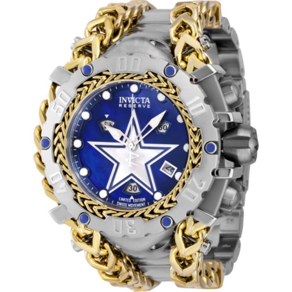Picture of Invicta 41512 55.25 in. Dia. Mens NFL Dallas Cowboys Quartz Chronograph White&#44; Blue Dial Watch