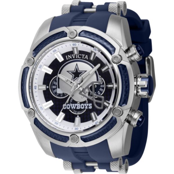 Picture of Invicta 41865 52 in. Dia. 26 mm Mens NFL Dallas Cowboys Quartz 3 Hand Grey&#44; Silver White & Blue Dial Watch