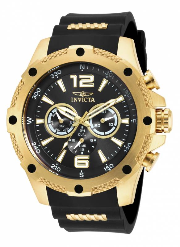 Picture of Invicta 19658 50 in. Dia. 22 mm Mens I-Force Quartz Chronograph Black Gold Dial Watch