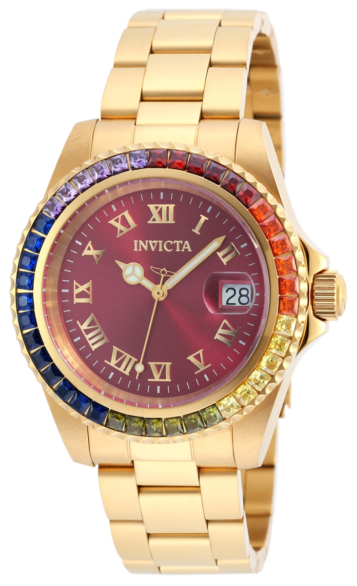 Picture of Invicta 20023 40 in. Dia. 20 mm Womens Angel Quartz 3 Hand Burgundy Dial Watch