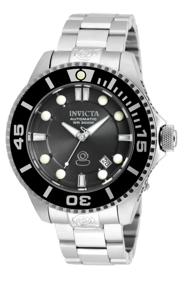 Picture of Invicta 20176 47 in. Dia. 22 mm Mens Pro Diver Automatic 3 Hand Charcoal Dial Watch
