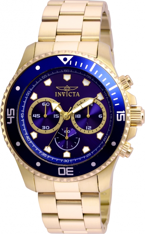 Picture of Invicta 21789 45 in. Dia. 22 mm Mens Pro Diver Quartz Chronograph Blue Dial Watch