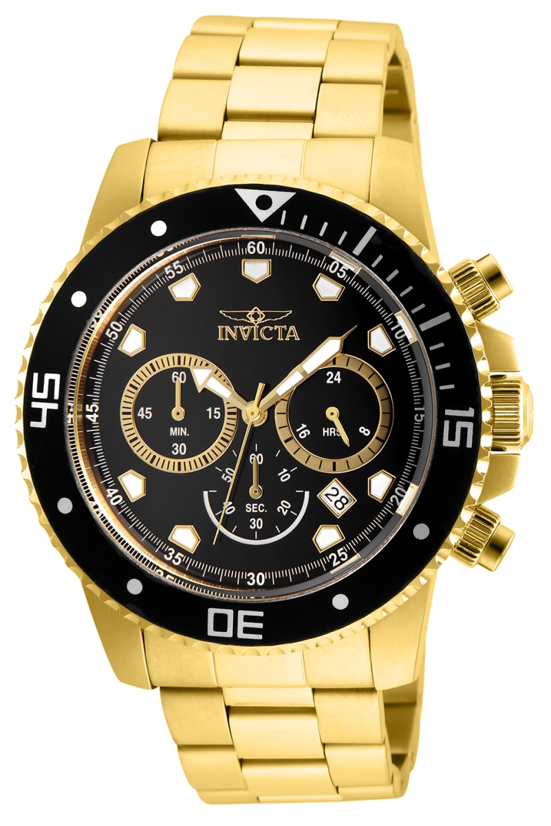 Picture of Invicta 21893 45 in. Dia. 22 mm Mens Pro Diver Quartz Chronograph Black Dial Watch