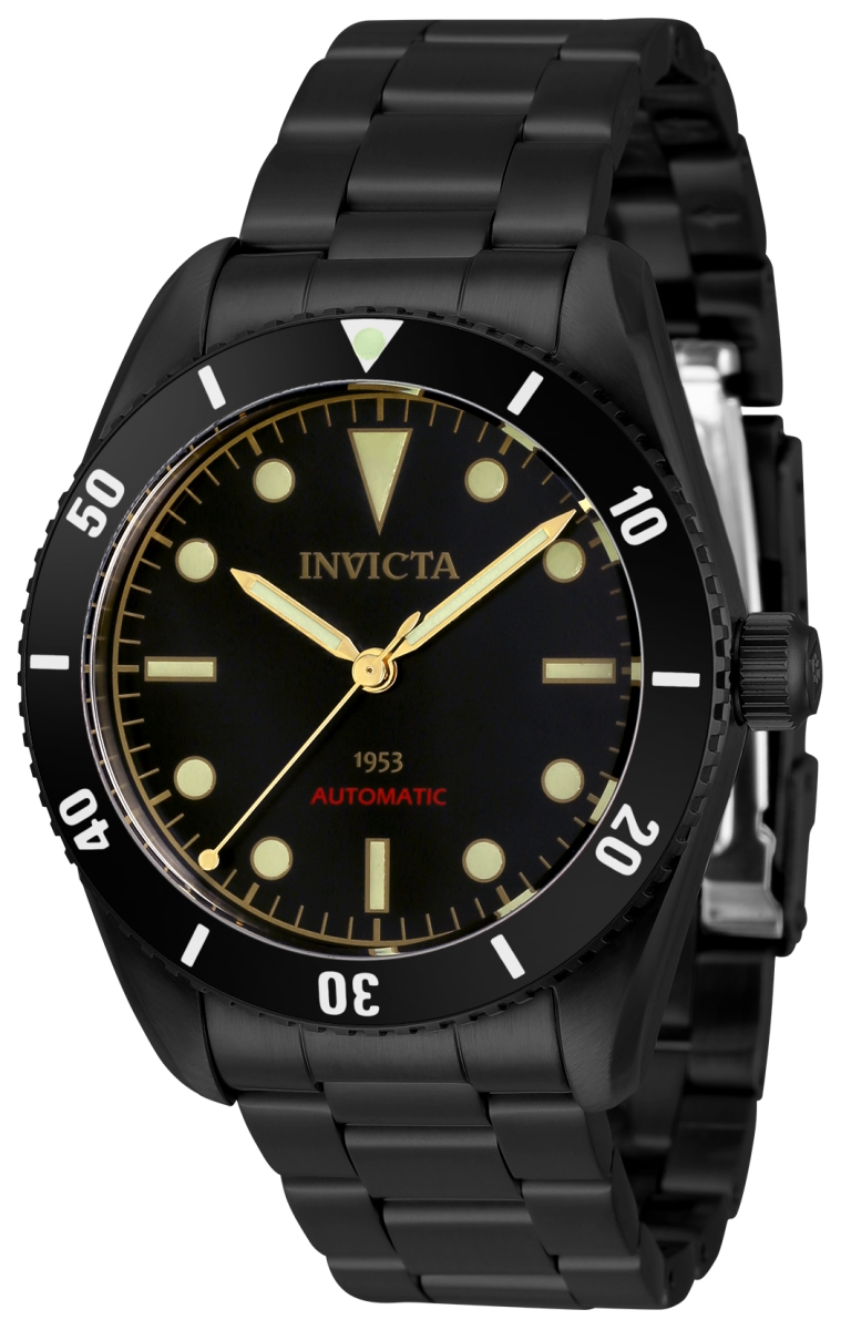 Picture of Invicta 34337 40 in. Dia. 20 mm Mens Pro Diver Automatic 3 Hand Black Dial Watch