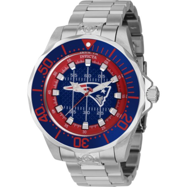 Picture of Invicta 42127 47 in. Dia. 22 mm Mens NFL New England Patriots Automatic 3 Hand Dark Blue Dial Watch