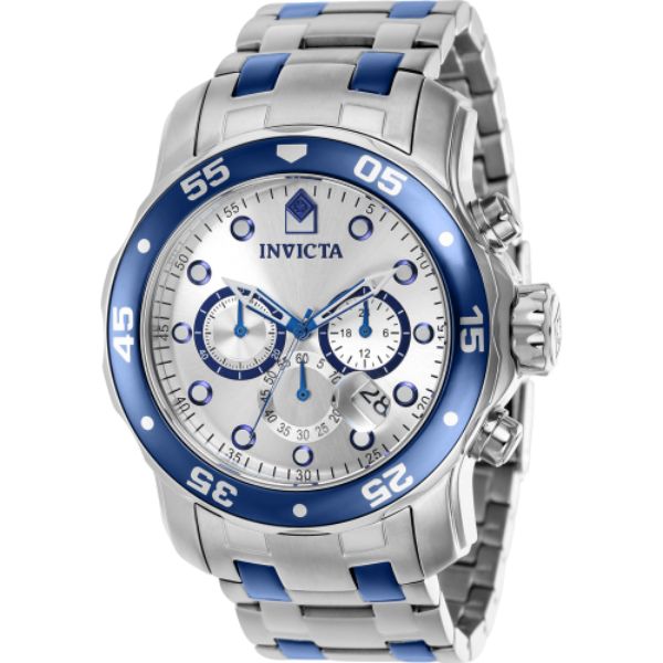 37691 48 in. Dia. 26 mm Mens Pro Diver Quartz Chronograph Silver Dial Watch