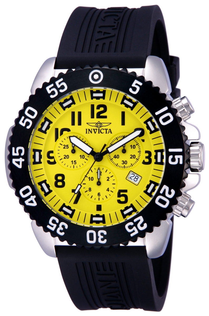 Picture of Invicta 10357 48 in. Dia. 24 mm Mens Pro Diver Quartz 3 Hand Yellow Dial Watch